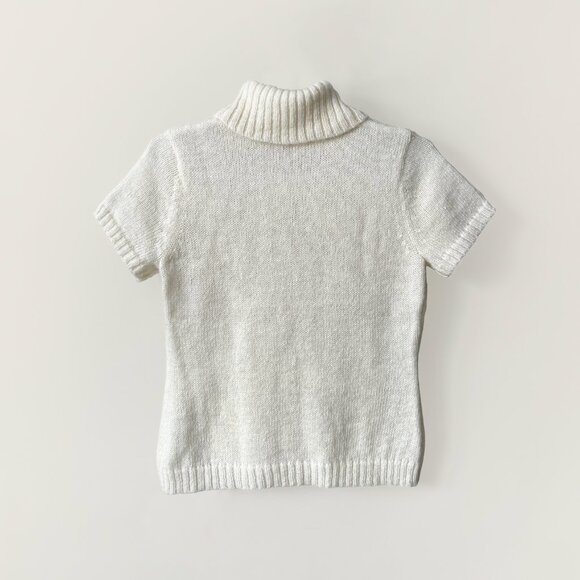 Japanese Brand Rabbit Fur Embellished Mohair Short-Sleeve Turtleneck Sweater - Picture 3 of 6